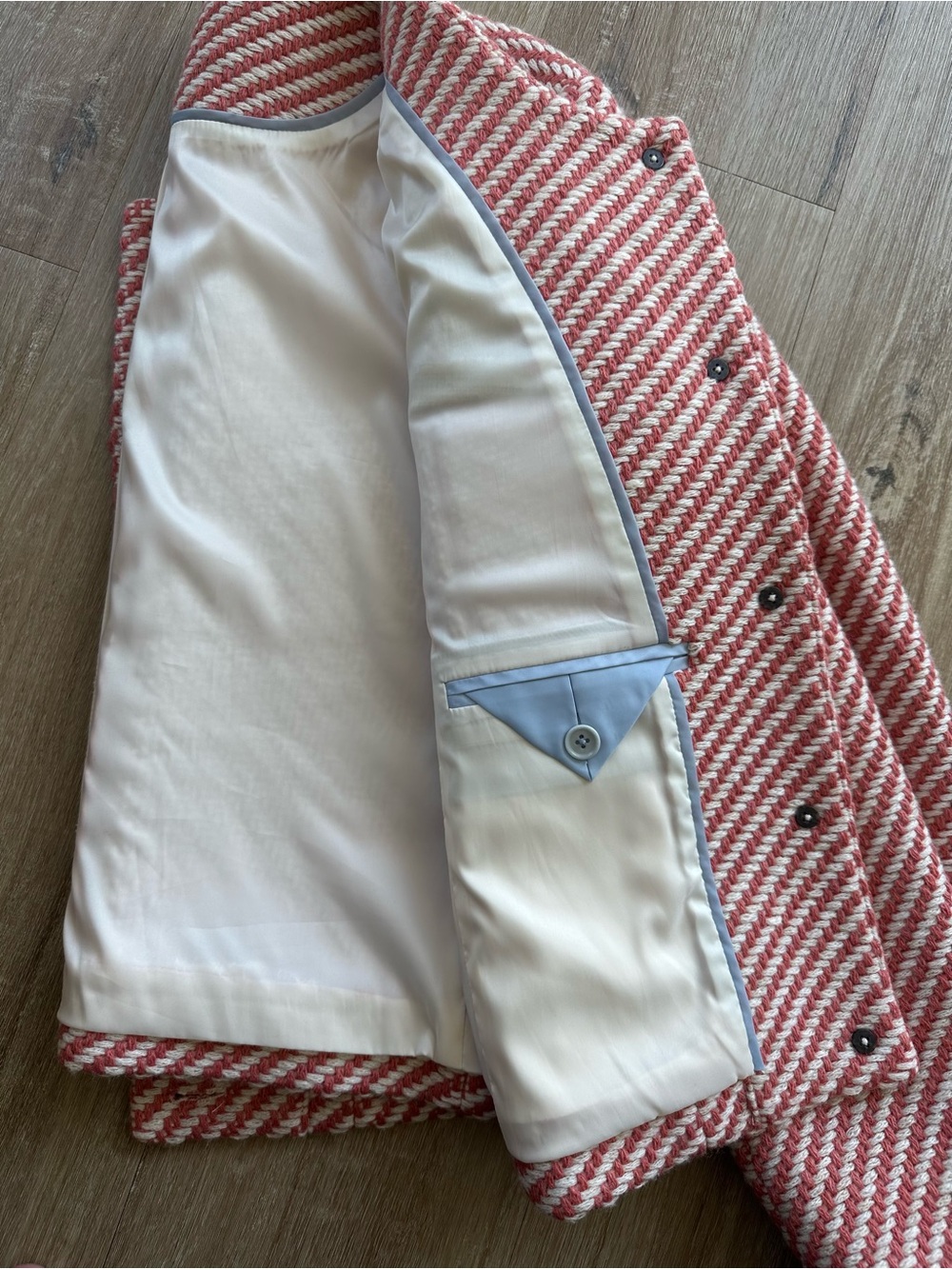 J CREW | ISABELLE PINK & WHITE TWEED LADY JACKET | GOLD TONED BUTTONS, LINED EUC - Picture 6 of 7